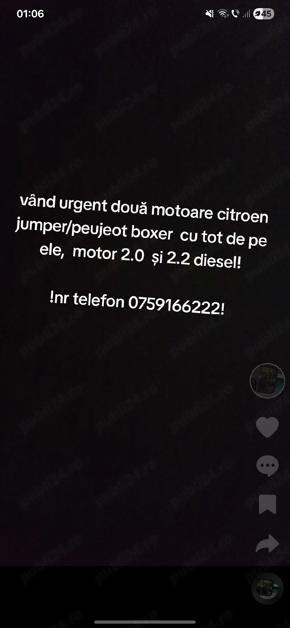 vând două motoare de citroen jumper si de peujeot boxer proba pe masina.