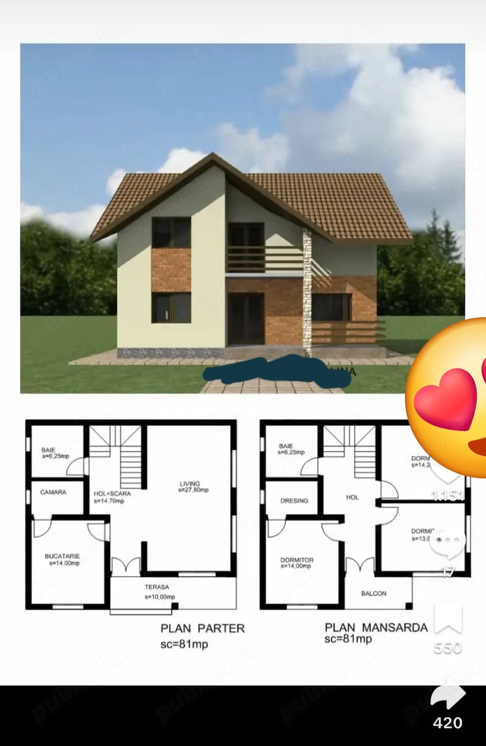 Casă de vânzare  la comandă 