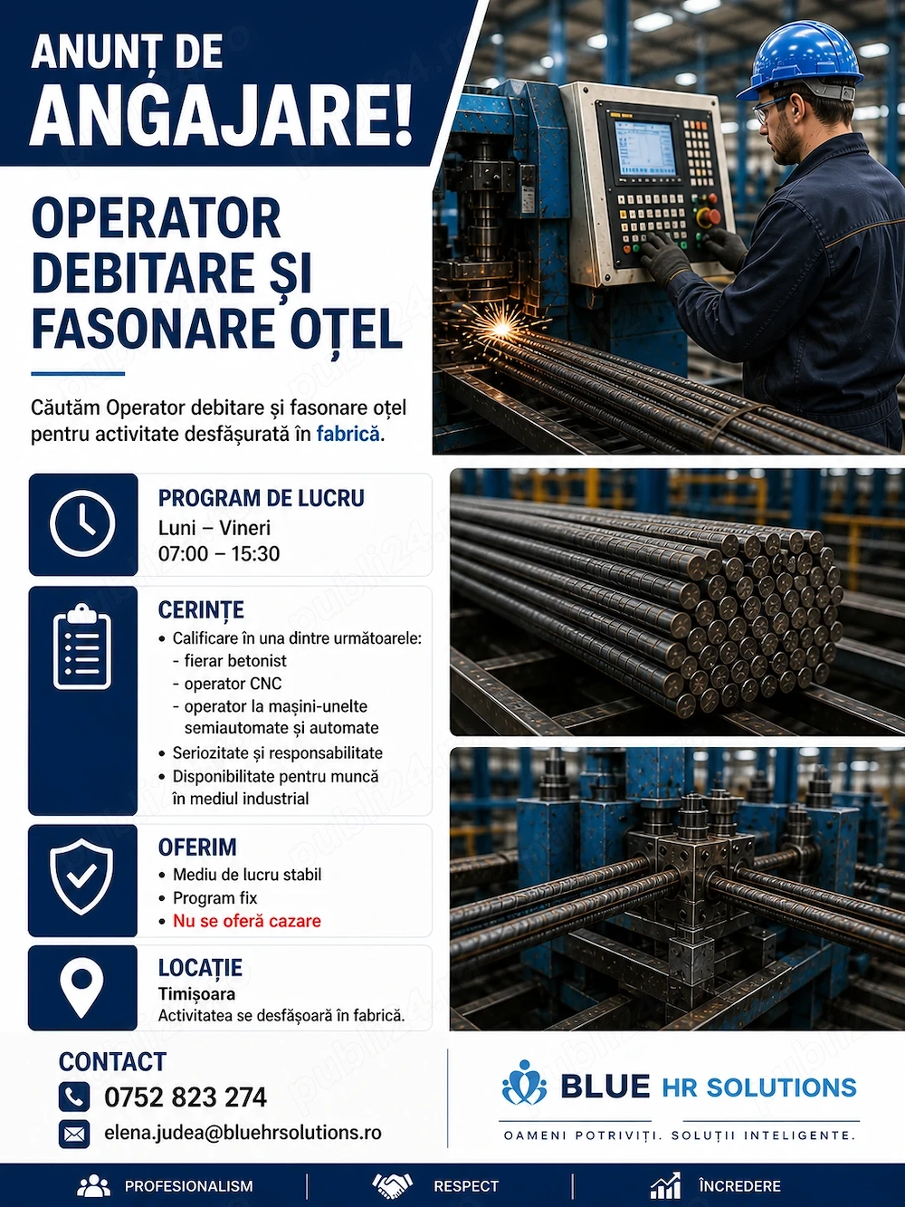 Angajam - Operator Fasonare si Debitare Fier 