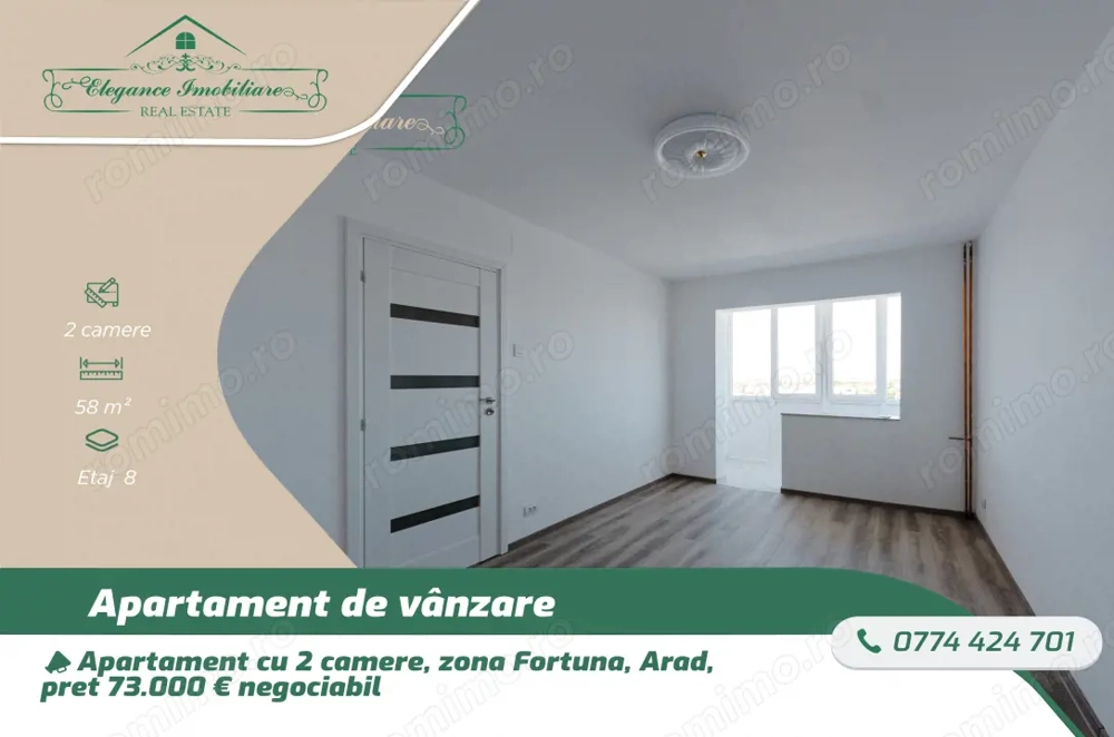 Apartament cu 2 camere,zona Fortuna, Arad