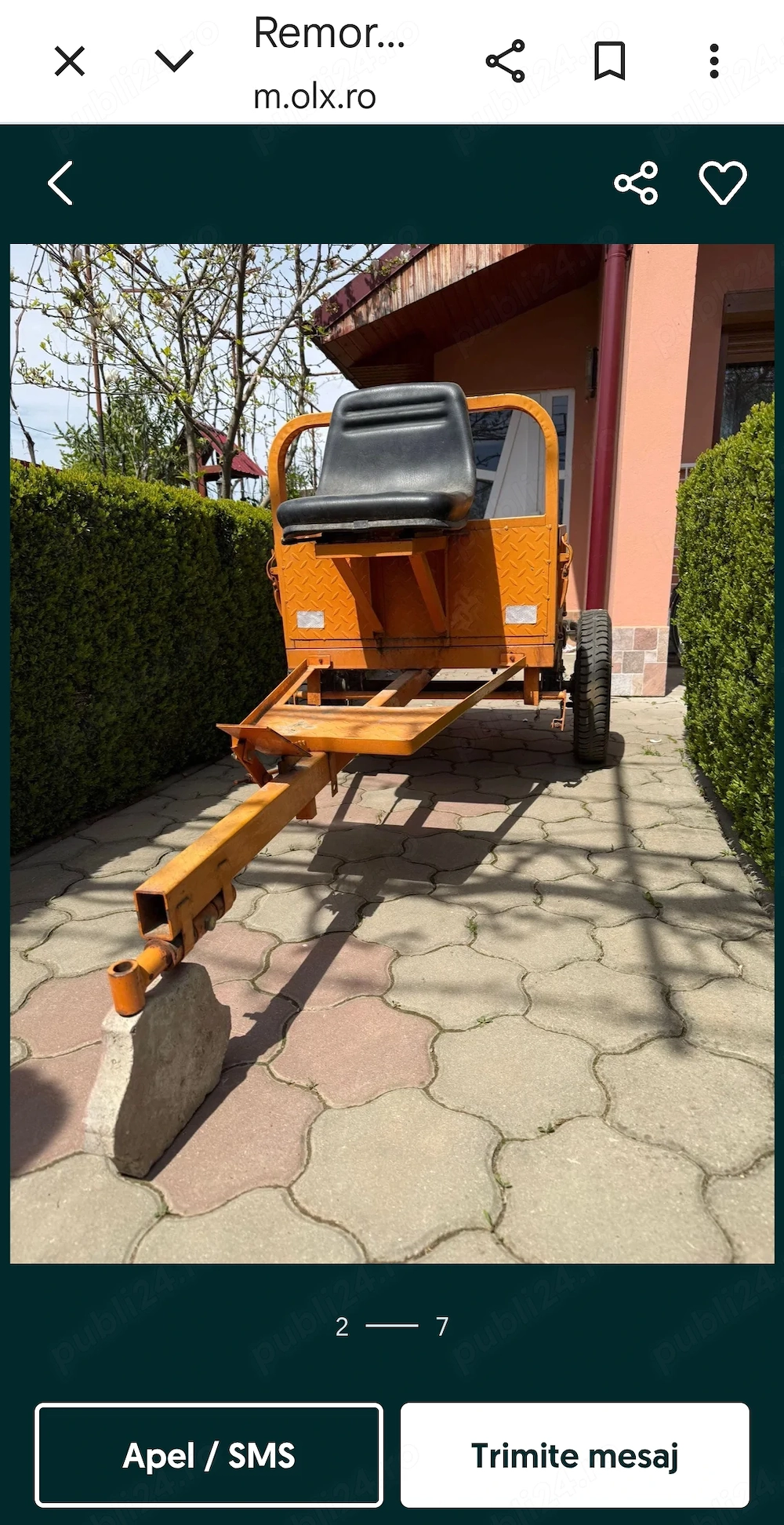 Vînd remorcuță motocultor