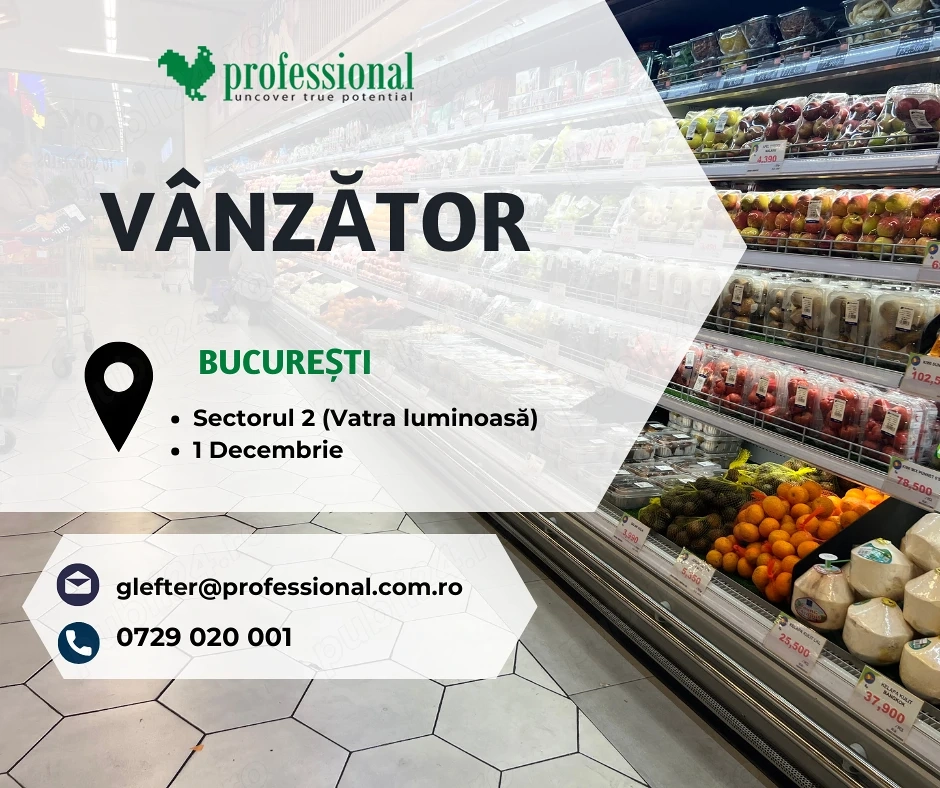 Lucrator comercial cu experienta in magazin