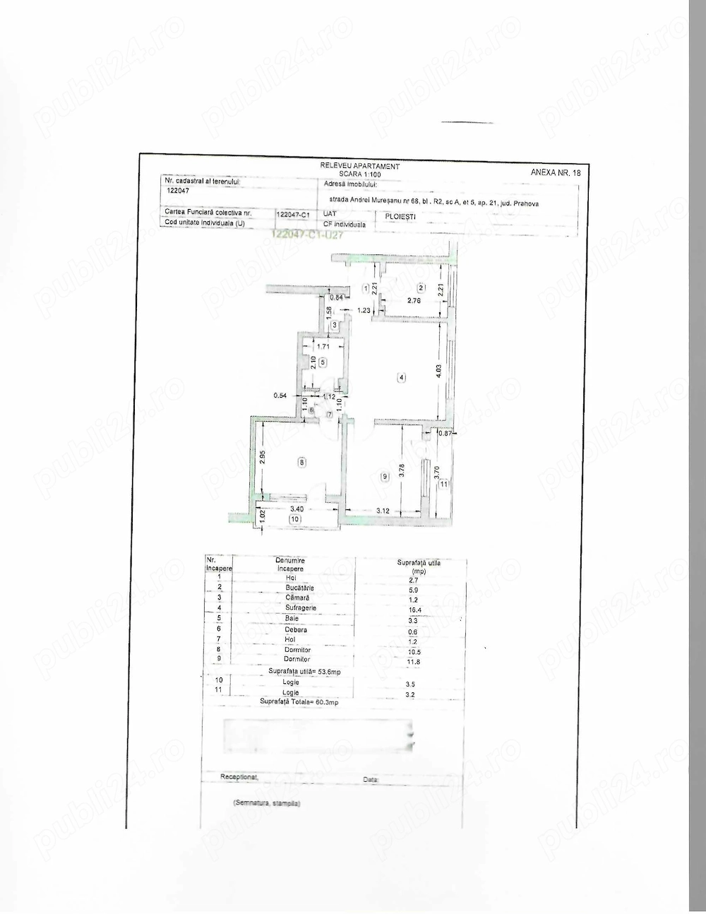 De vânzare un apartament cu 3 camere, situat în Ploiești,in cartier Cina pe str.A.Mureseanu 