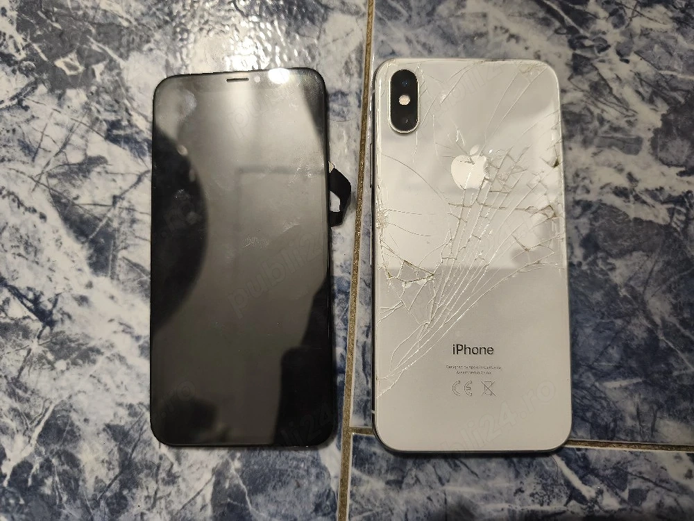iPhone X pentru piese   Display funcțional   Spate spart