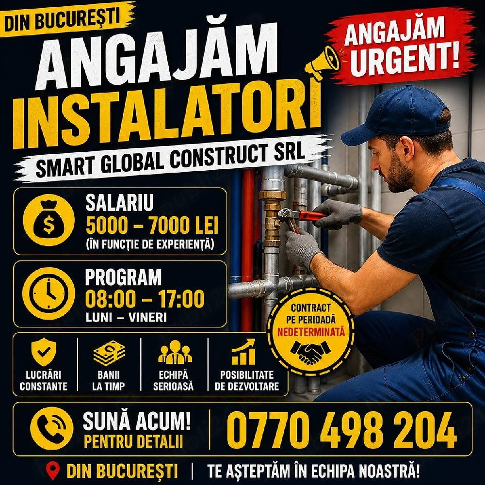 angajam instalatori termici  sanitari 