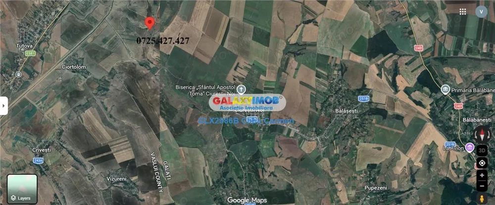 De vanzare teren agricol, extravilan in Loc. Balasesti, Jud. Galati