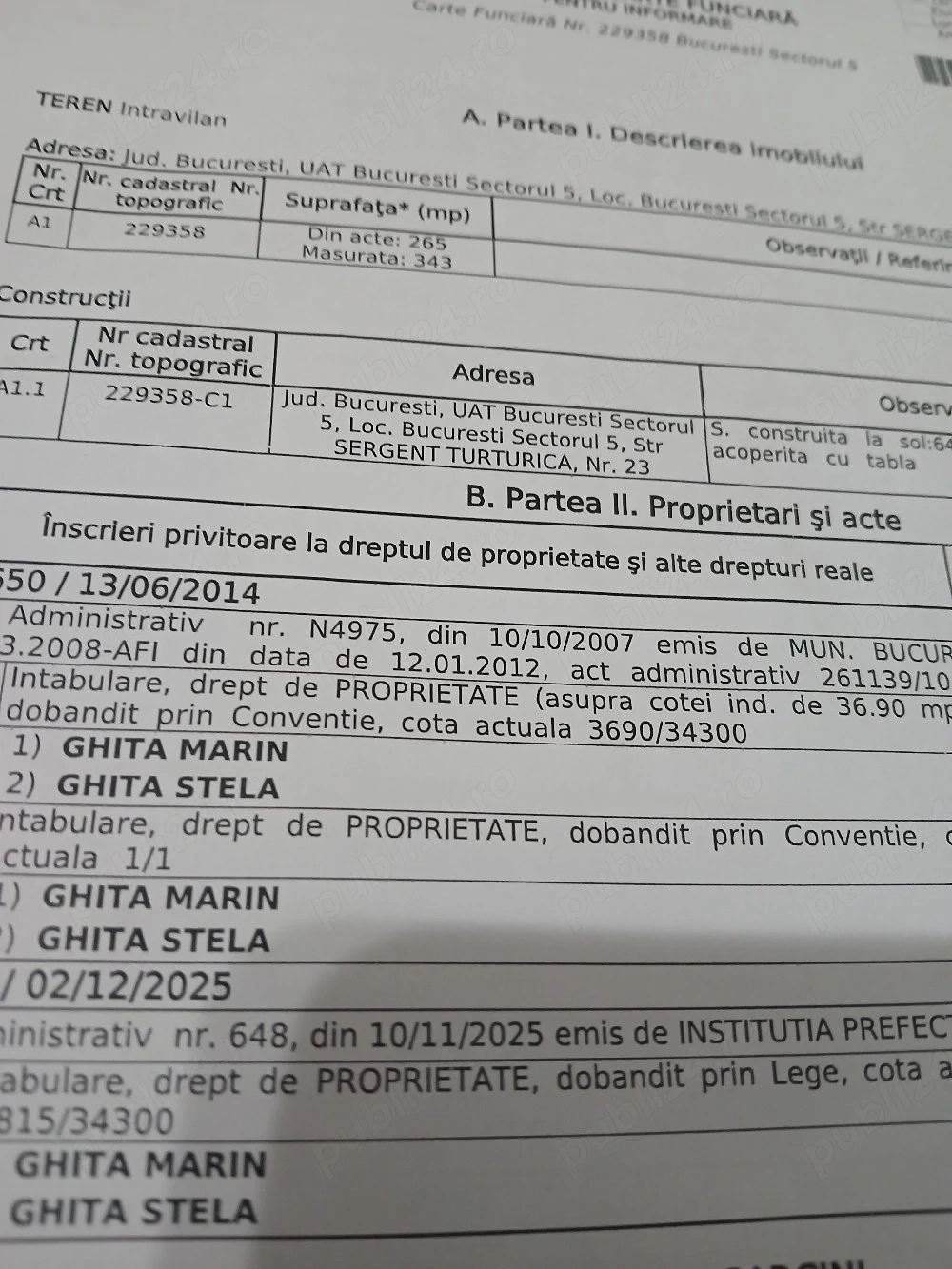 teren 360mp.sergent turturica.nr23.acte la zi.urgent 