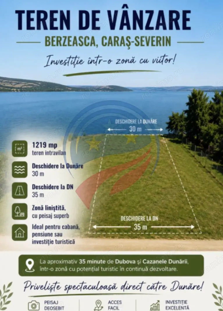 Teren Premium în Berzasca - Front la Dunăre + DN57 - De vanzare
