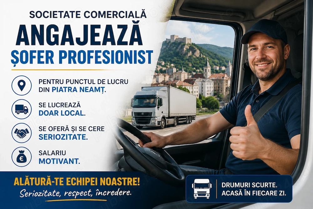 Societate comerciala angajeaza sofer profesionist