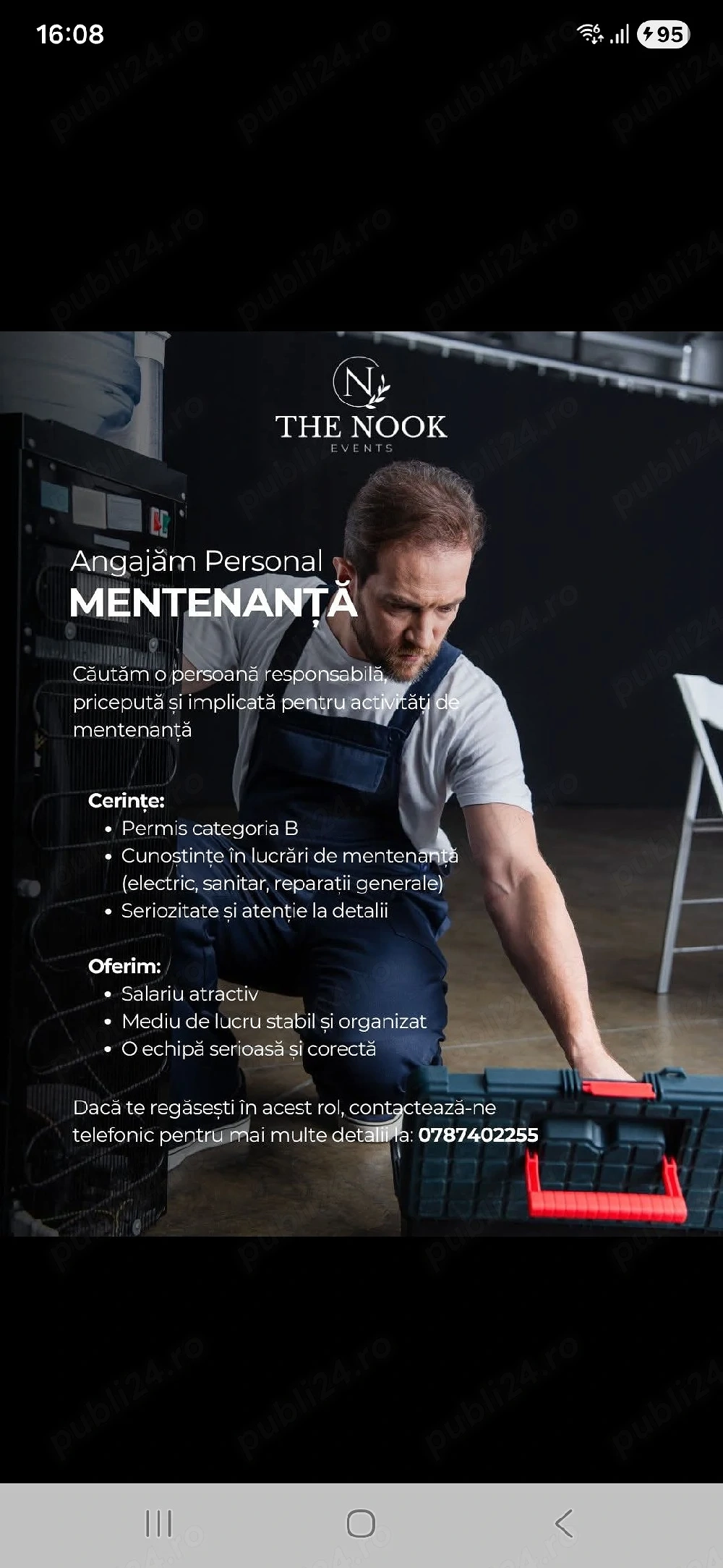 Angajam personal Mentenanta     
