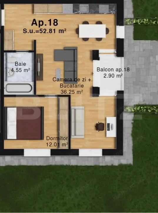 Apartament complex Green Residence Vest, 53 mp, loc de parcare inclus, zona Vest