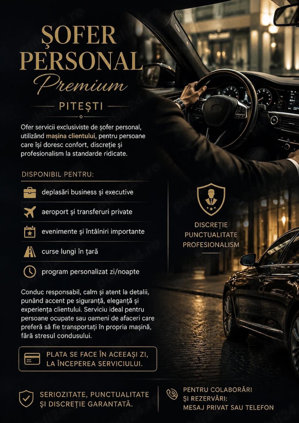 Șofer personal Pitești !!!!!!!