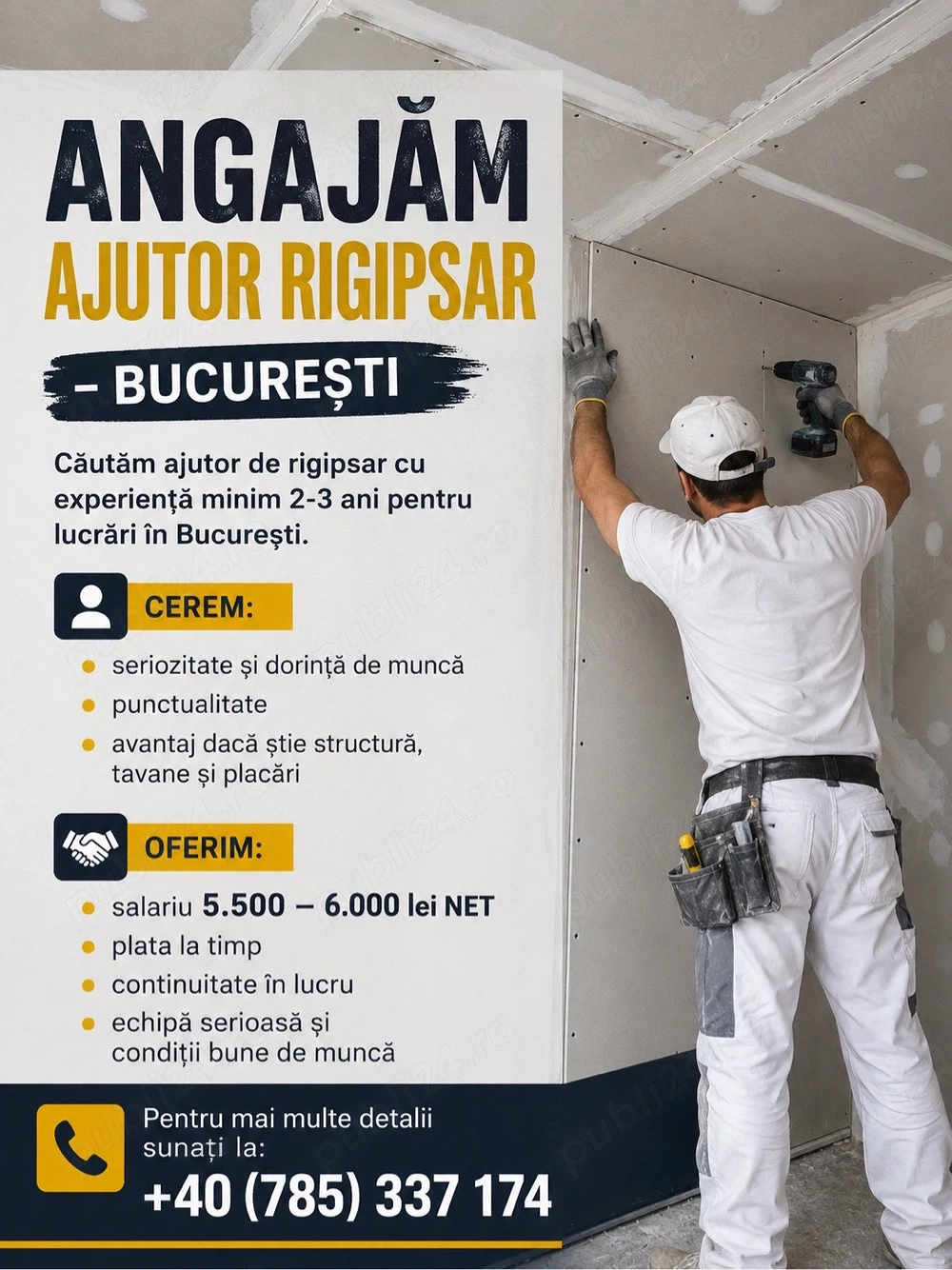 Angajam ajutor rigipsar - Bucuresti