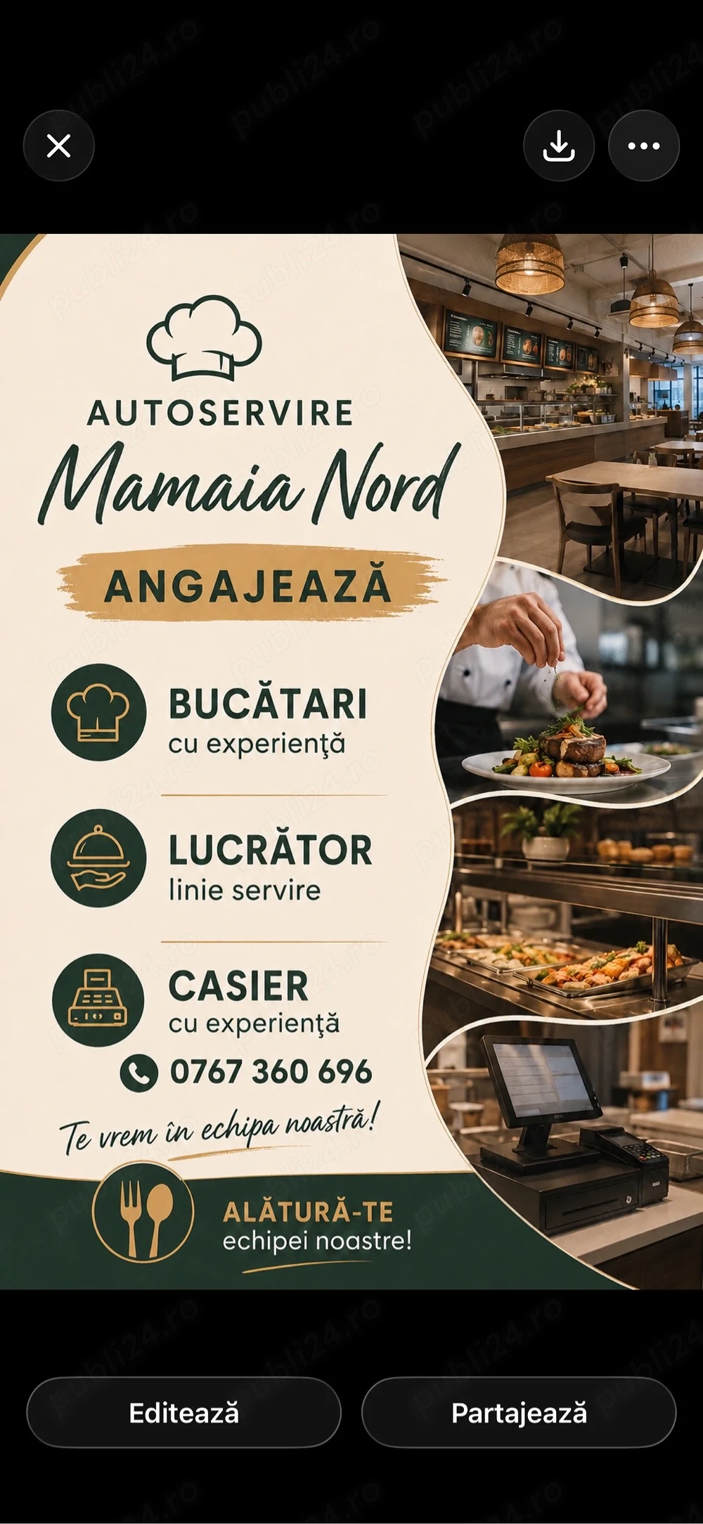 Angajam autoservire pe timp de vara 