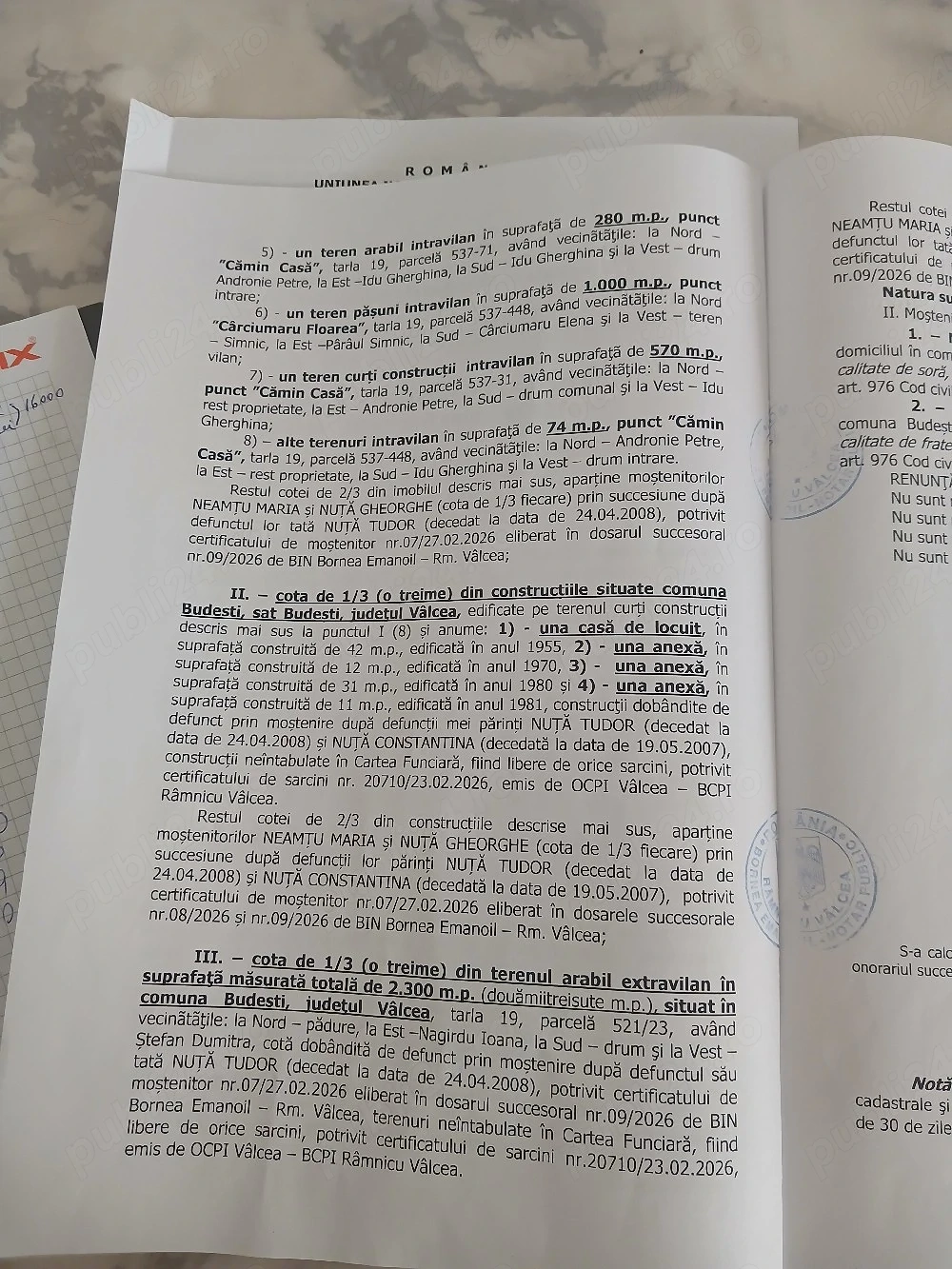 Terenuri de vanzare com. Budesti sat Andronesti
