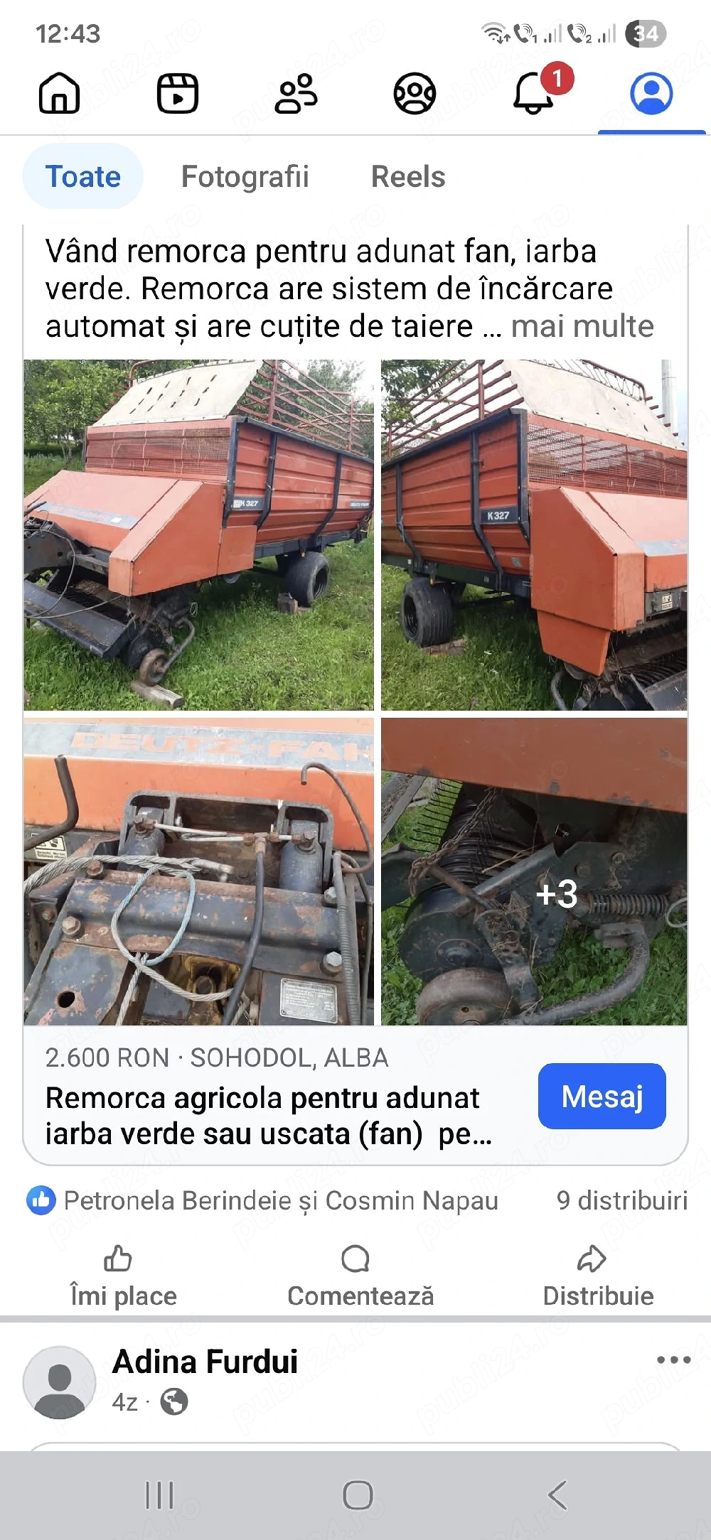 Remorca agricola