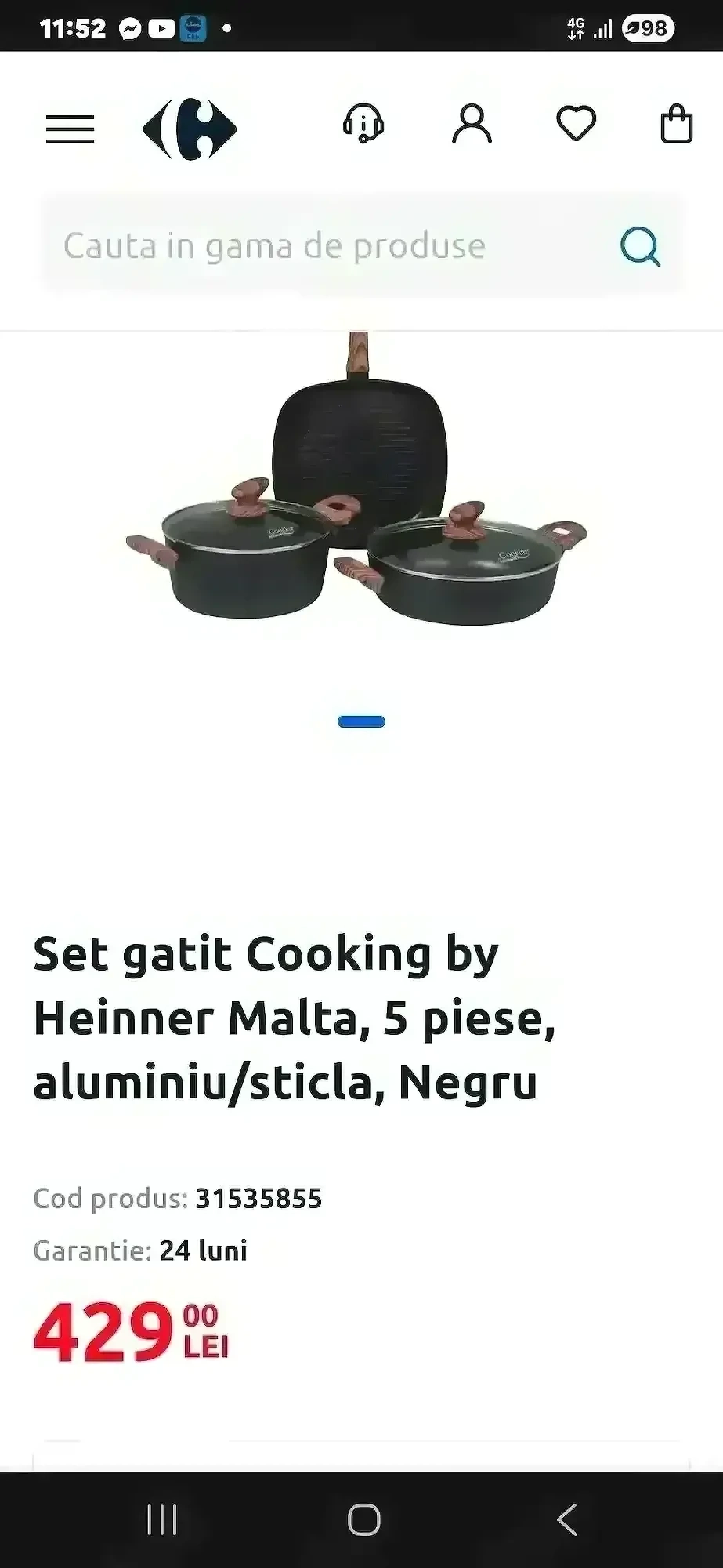 Vânzare set vase gătit Hainner 5piese aluminiu sticlă 