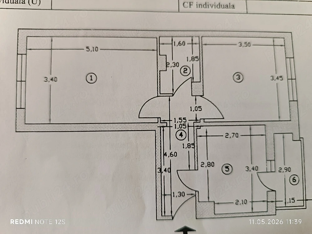 Apartament 2 camere decomandat. 