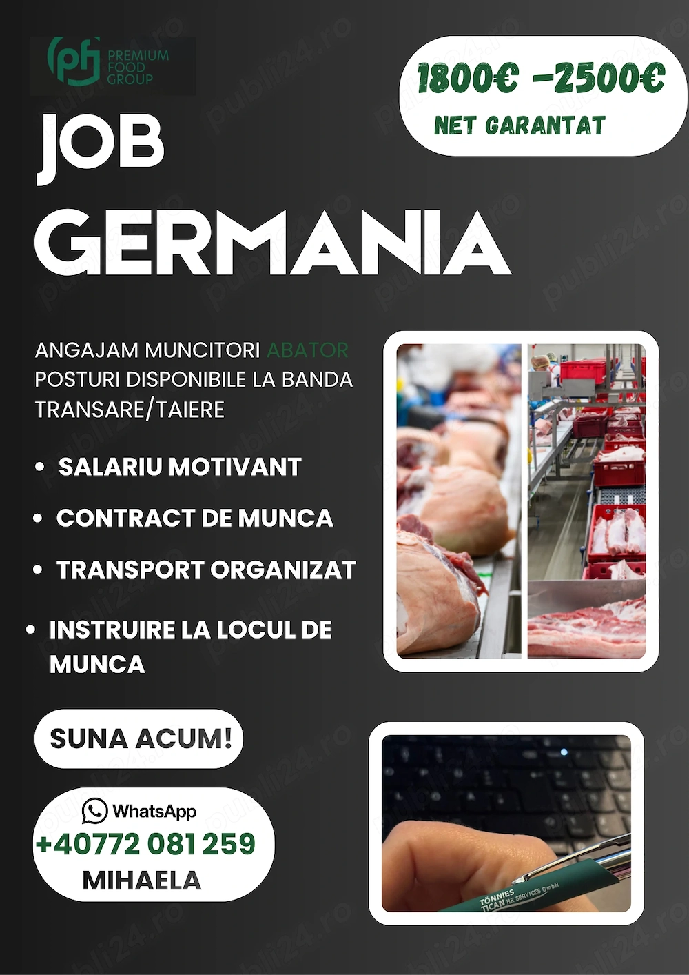 Cautam muncitori in abator- FARA EXPERIENTA !