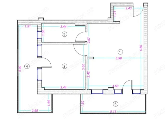 Apartament 2 camere, 44 mp, finisat, zona Donath