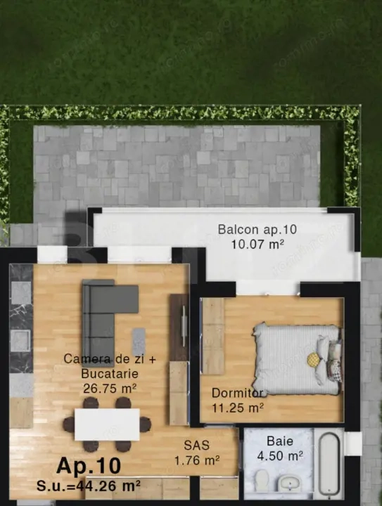 Apartament complex Green Residence Vest, 44 mp, loc de parcare inclus, zona Vest