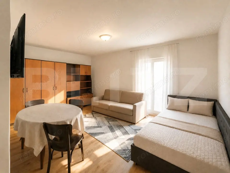Apartament cu o camera, decomandat, 37 mp, balcon, parcare