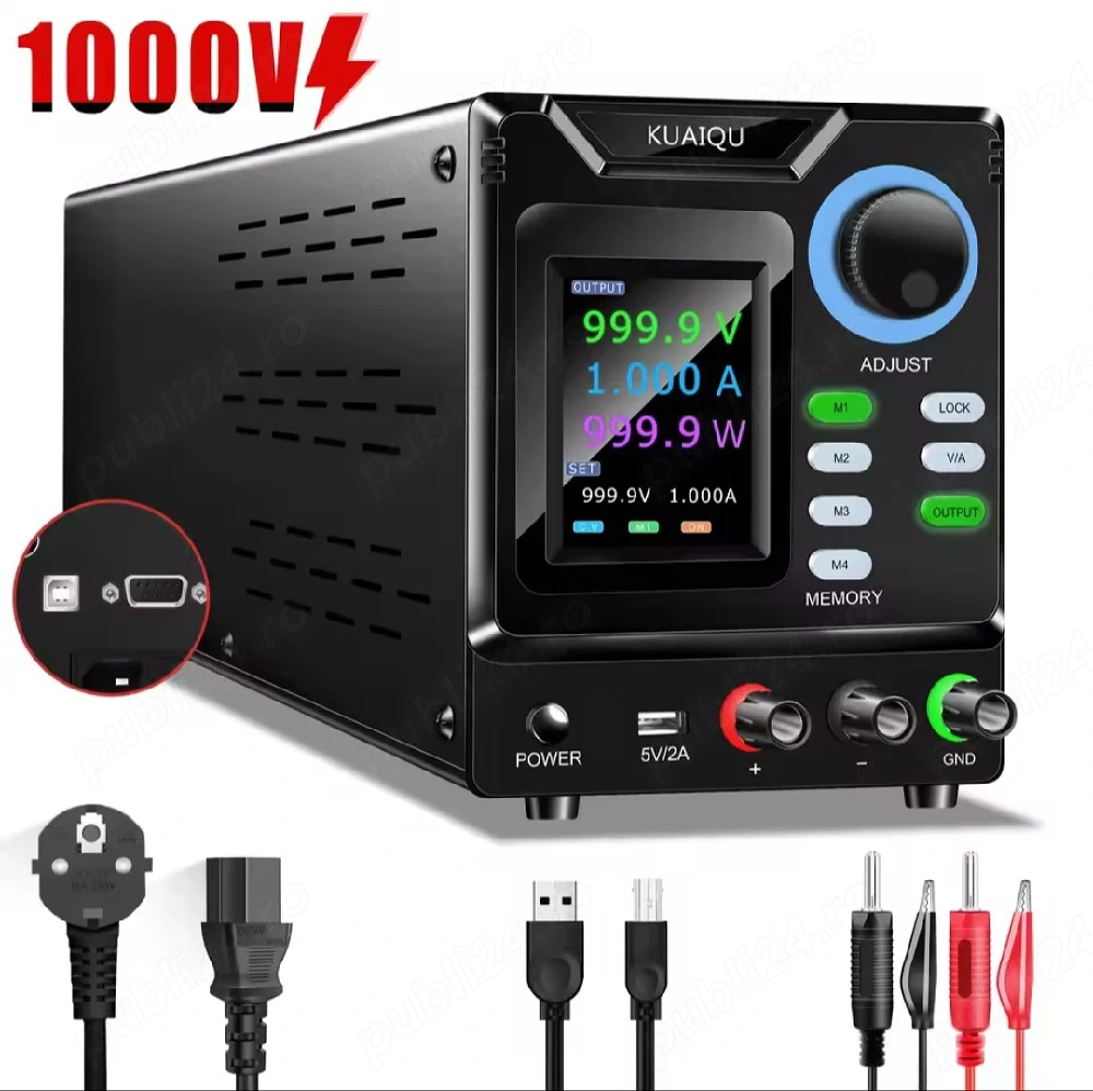 sursă alimentare laborator kuaiqu 1000v 1a   programabilă, display lcd color