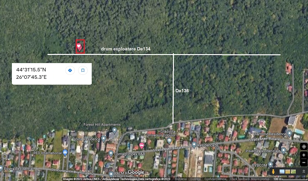 Particular vând teren 1000mp, 23000eur negociabil, 28x38m, în pădurea Băneasa (Voluntari), forestier