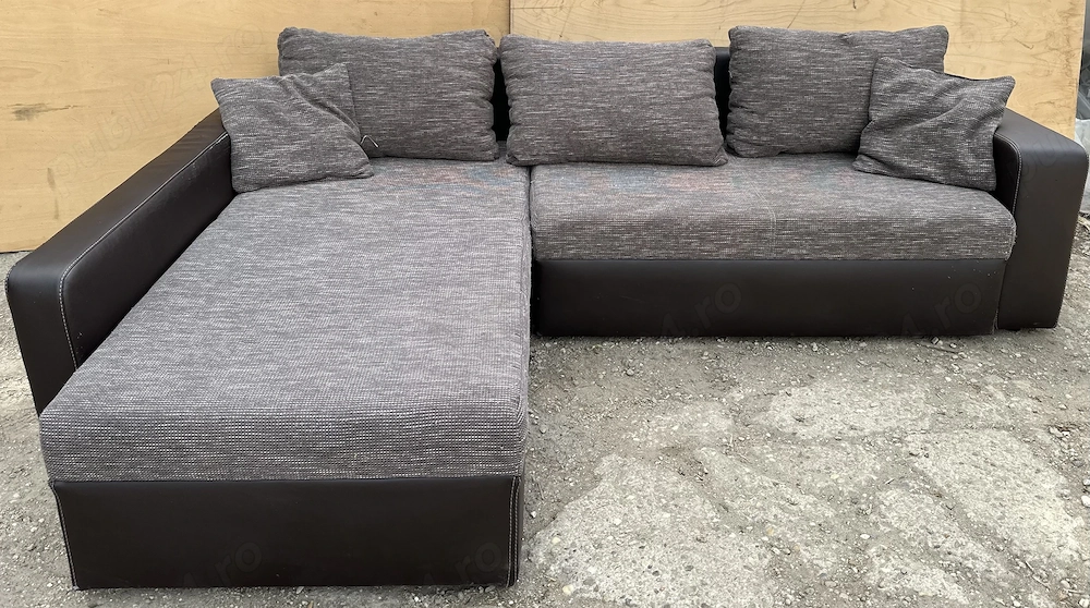 Coltar Extensibil cu Lada; Canapea; Pat cu Saltea 210x130 cm