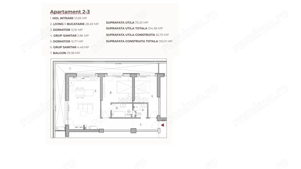 Apartament open space 3 camere, 104.58 mp, 0% Comision, zona Calea Severinului