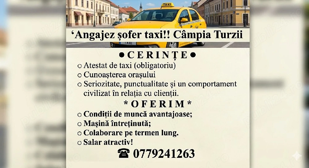 angajez sofer taxii doar cu atestat! 