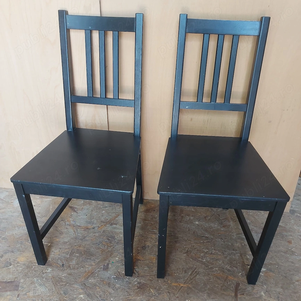 Set 2 Scaune din lemn masiv tip Ikea; Scaun solid
