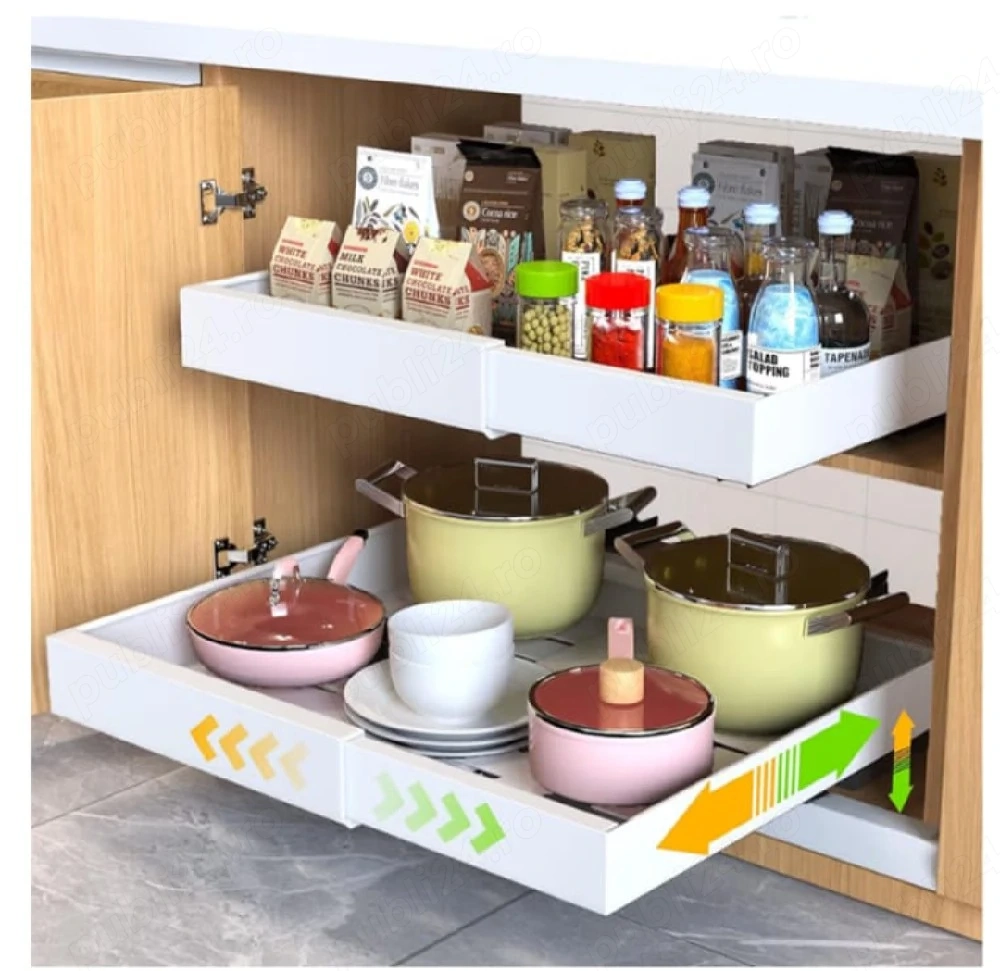 organizator sertar telescopic extensibil set 2 buc   fără găurire, alb