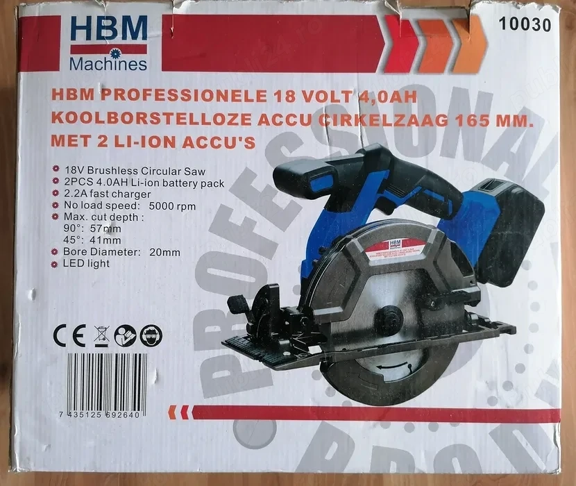 Fierastrau circular HBM cu 2 acumulatori de 18 V 4Ah