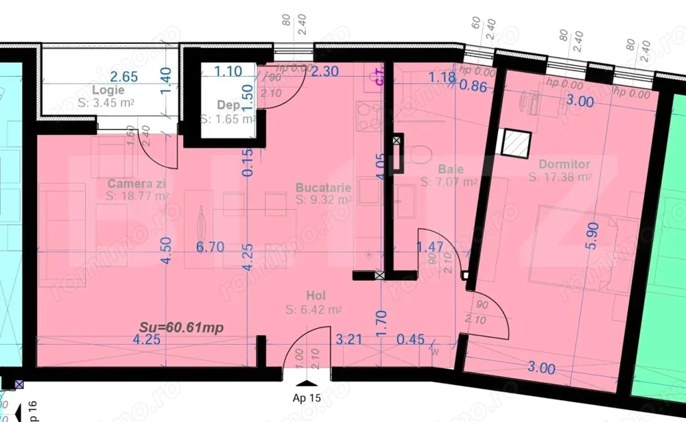 Apartament 2 Camere | 61 mp Utili  | Zona Aradului