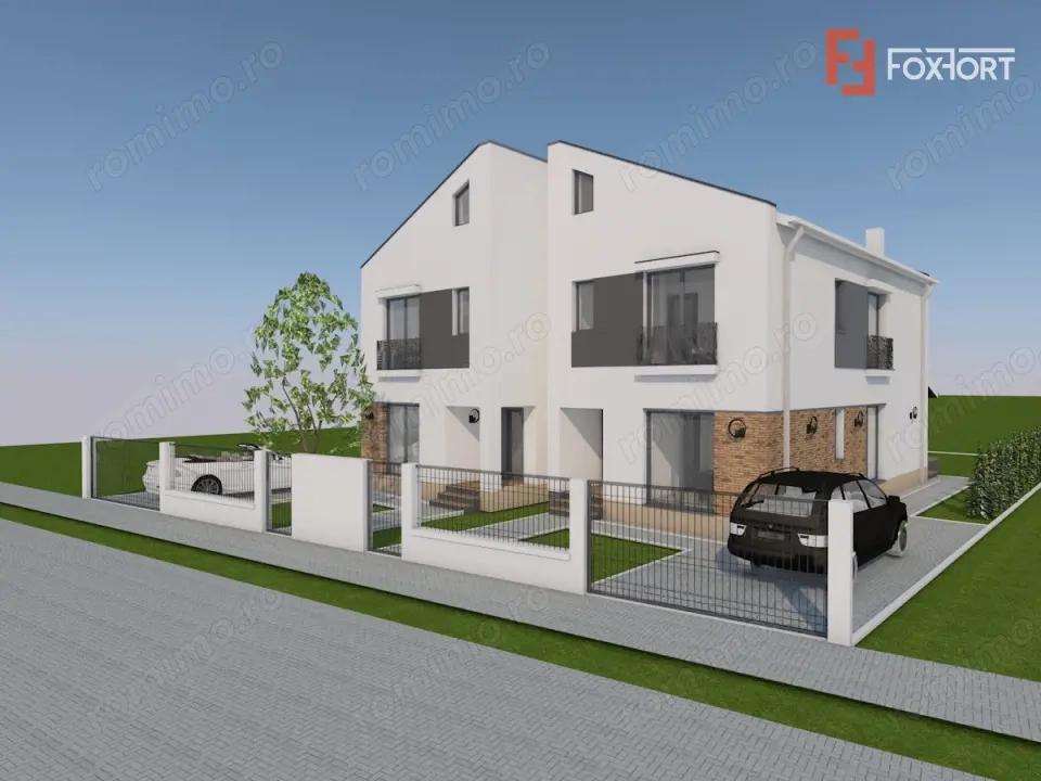 Duplex despartit prin camera tehnica, 5 camere, teren de 308 in Sanandrei