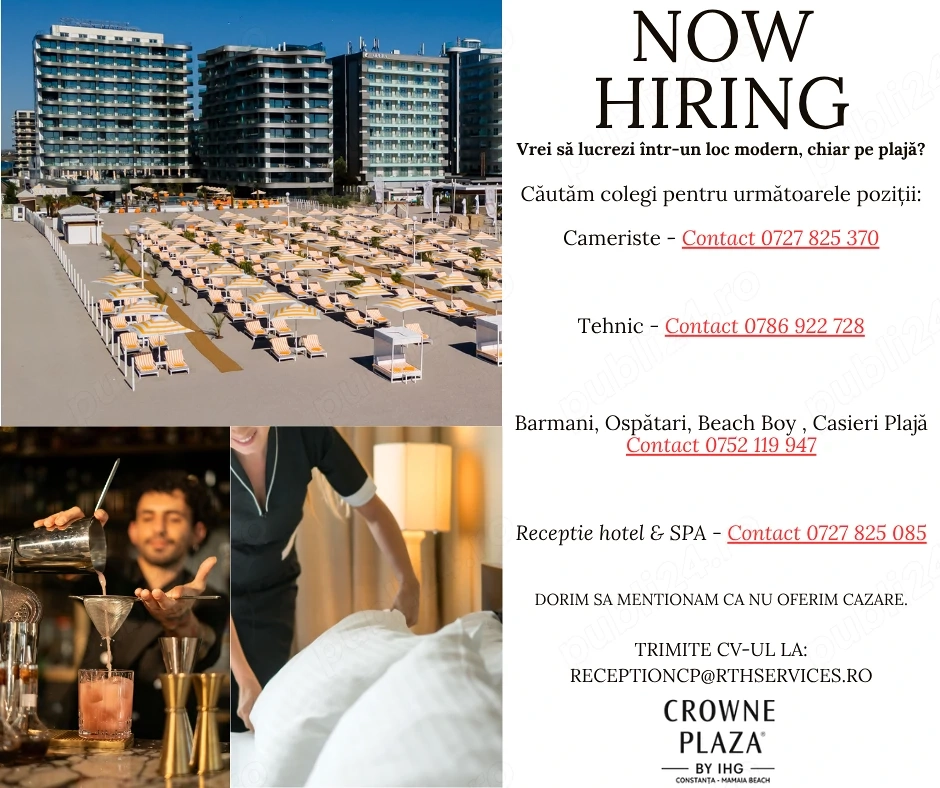 Oportunitate de Job Crowne Plaza Constanta Mamaia Beach