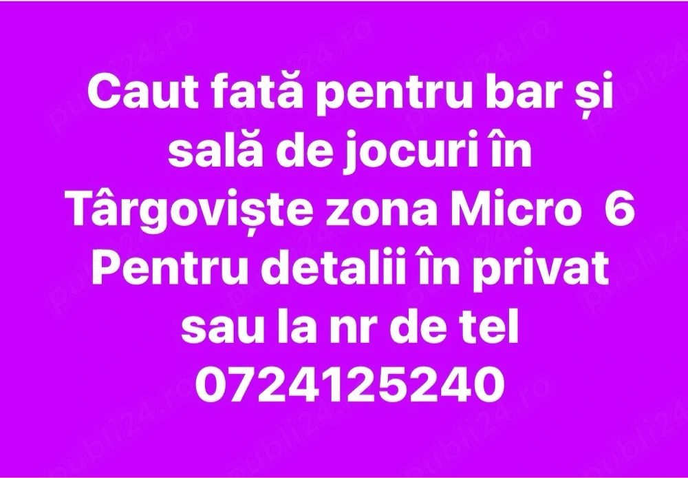 angajez operatoare sala jocuri si bar