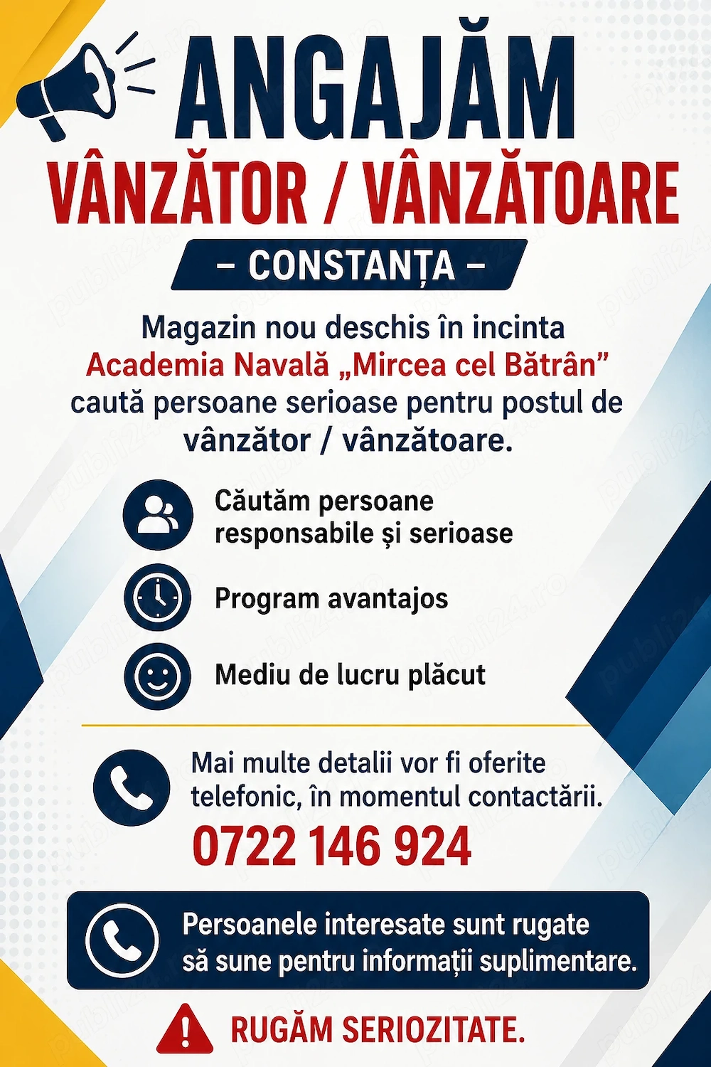 Angajez vanzator vanzatoare la un magazin