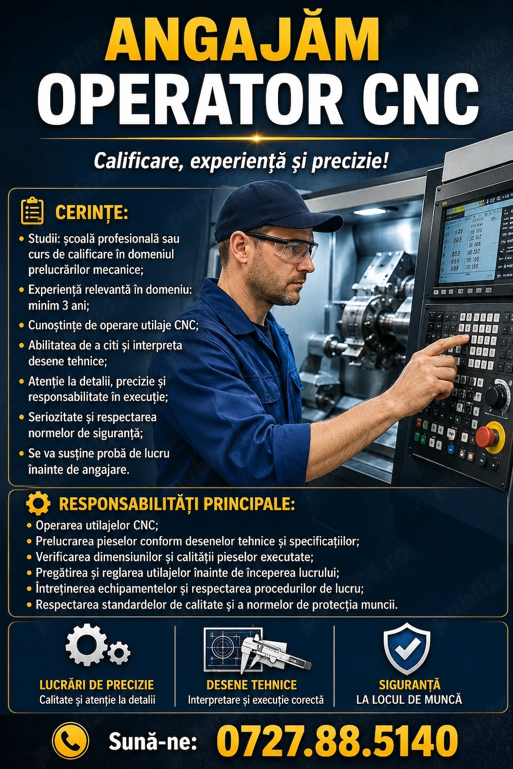 Angajam persoană calificată - operator CNC
