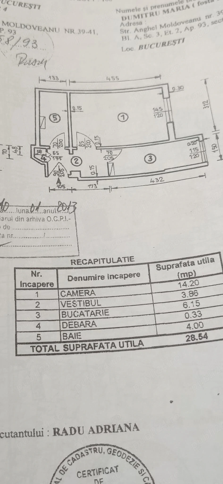 Garsonieră decomandată de vânzare 28,54 mp utili - Dedeman Progresu