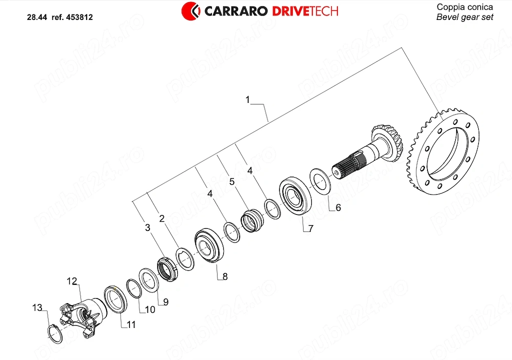 Grup conic (coroana+pinion atac) carraro 63338 = 68346