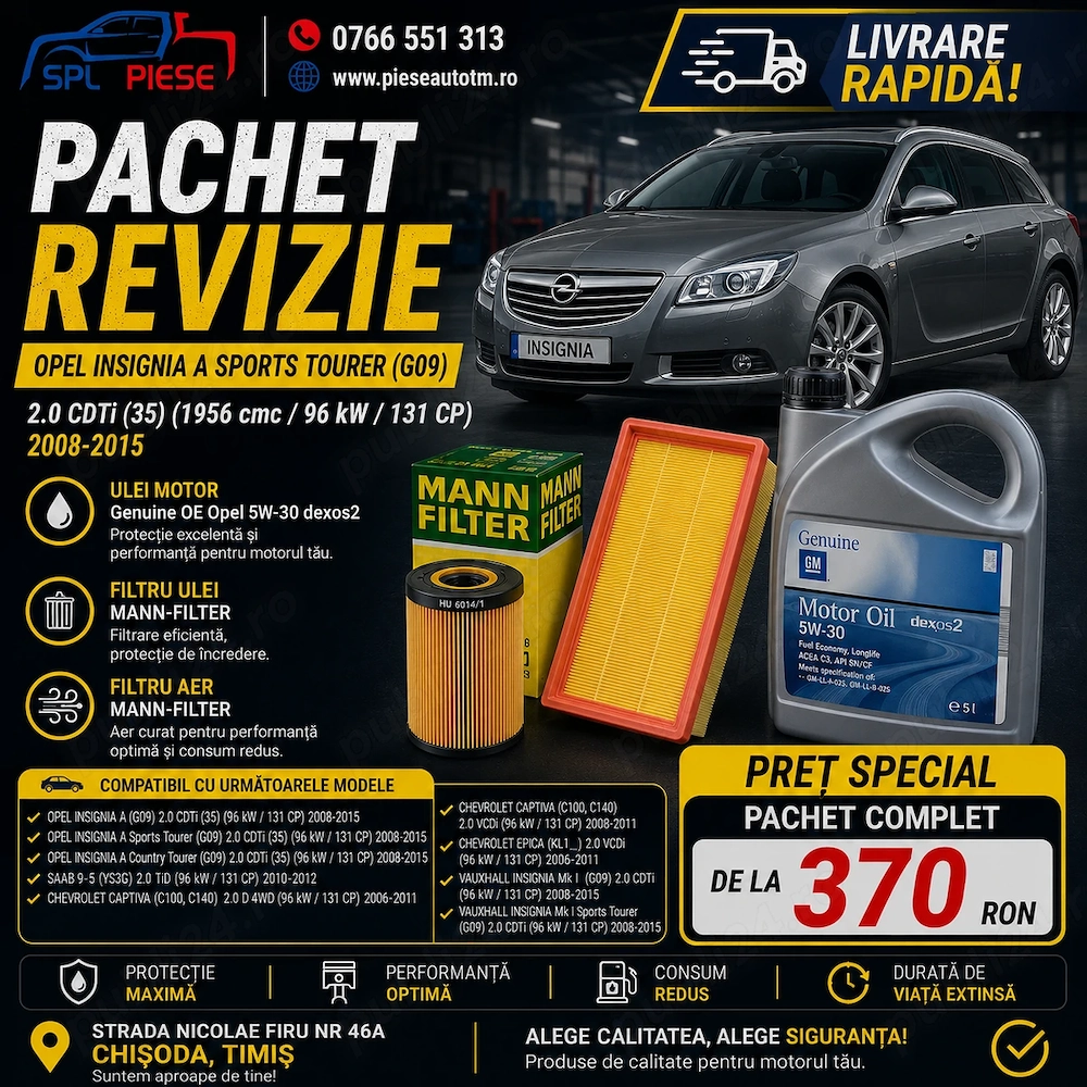  Pachet revizie pentru Opel Insignia A Sports Tourer 2.0 CDTi!