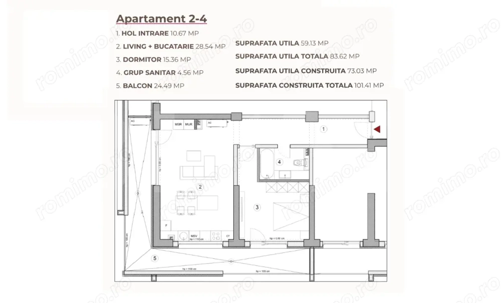 Apartament 2 camere, 83.62 mp, Ansamblu 0% Comision, zona Calea Severinului 