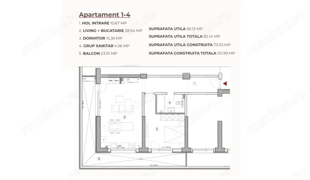 Apartament 2 camere, 82.14 mp, Ansamblu 0% Comision, zona Calea Severinului 