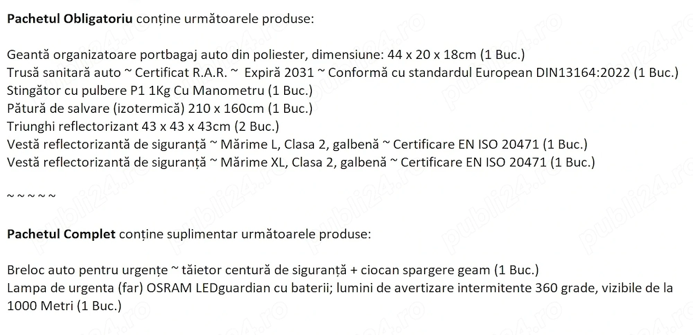 Pachet Obligatoriu Auto Siguranta Rutiera Omologat RAR / GRECIA 2026 / EU 2026