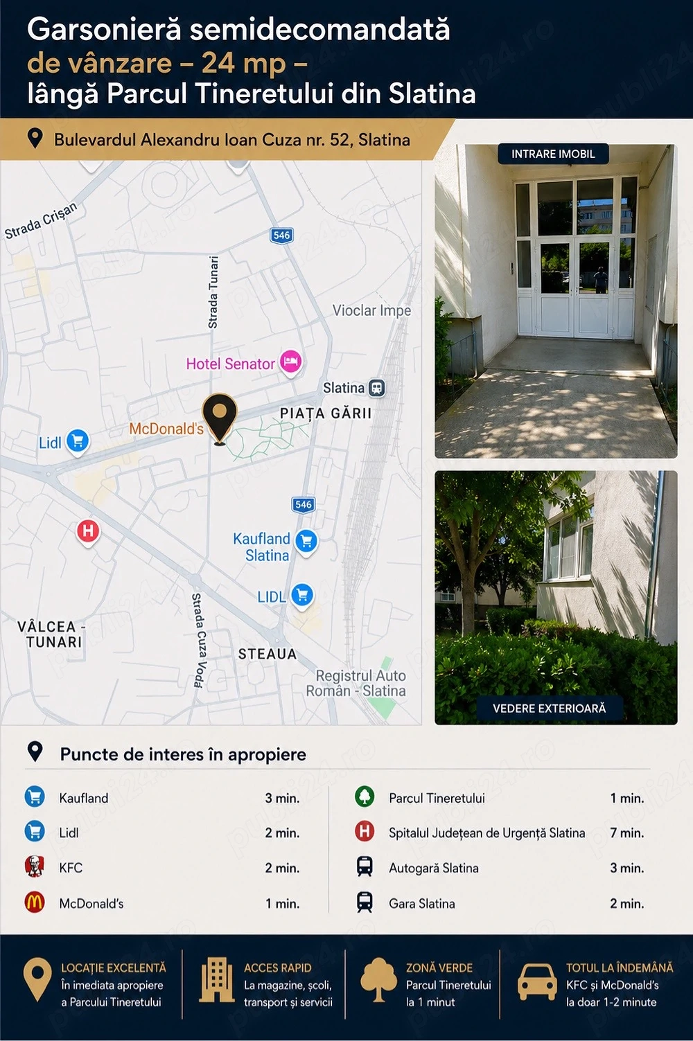 Oportunitate de investitie - Garsoniera de vanzare - Bulevardul A.I. Cuza - ideala pt. birou cabinet