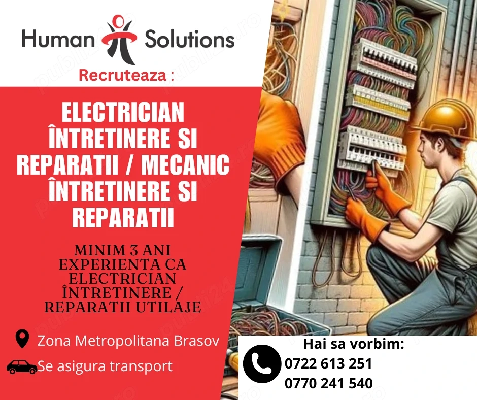Electrician si Mecanic - Mentenanta - Brasov