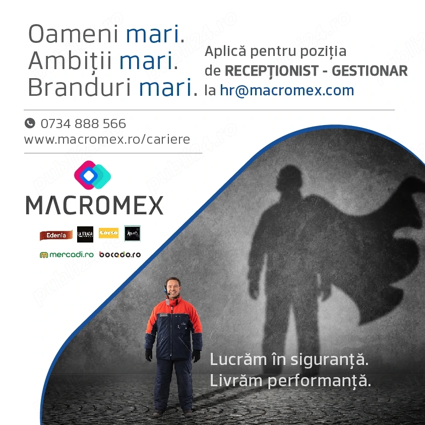 Angajam Recepționist Marfă Chitila - venit minim 4440 lei net