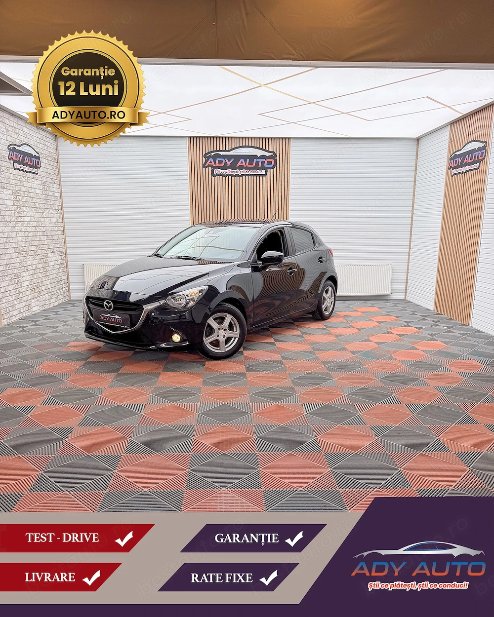   MAZDA 2 , AN 2015   12 . Km reali 90.000 . RAR+ITP. Garantie 12 luni . Buy-Back . Test-Drive . 